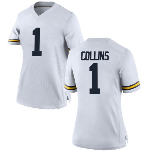 Nico Collins Michigan Wolverines Women's NCAA #1 White Game Brand Jordan College Stitched Football Jersey TMC0154OE